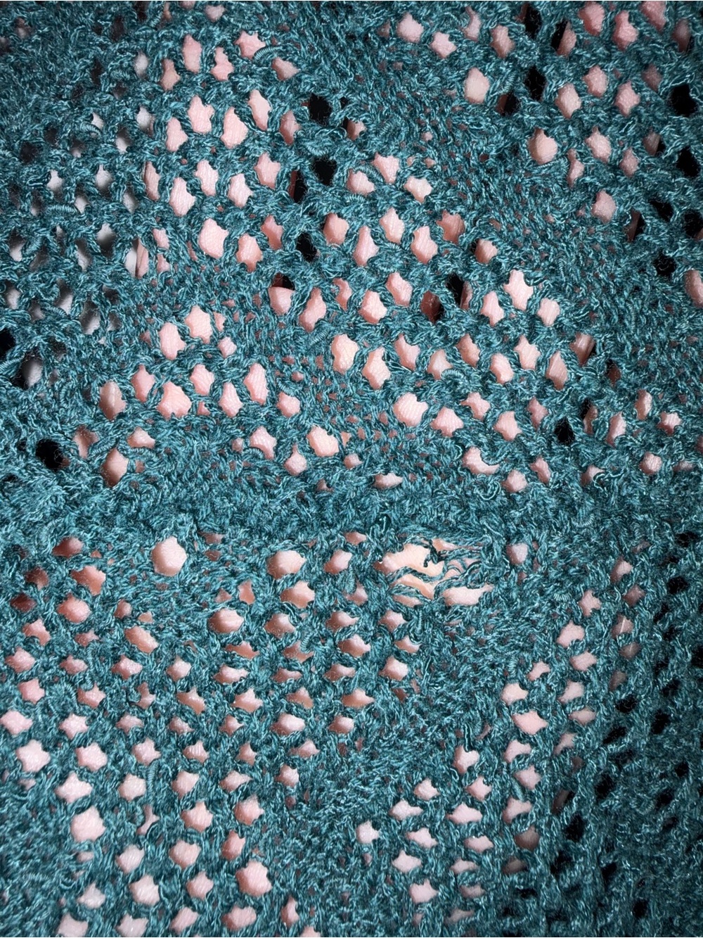 Free People Dark Teal Open-Knit Button-Front Cardigan - Picture 5 of 5